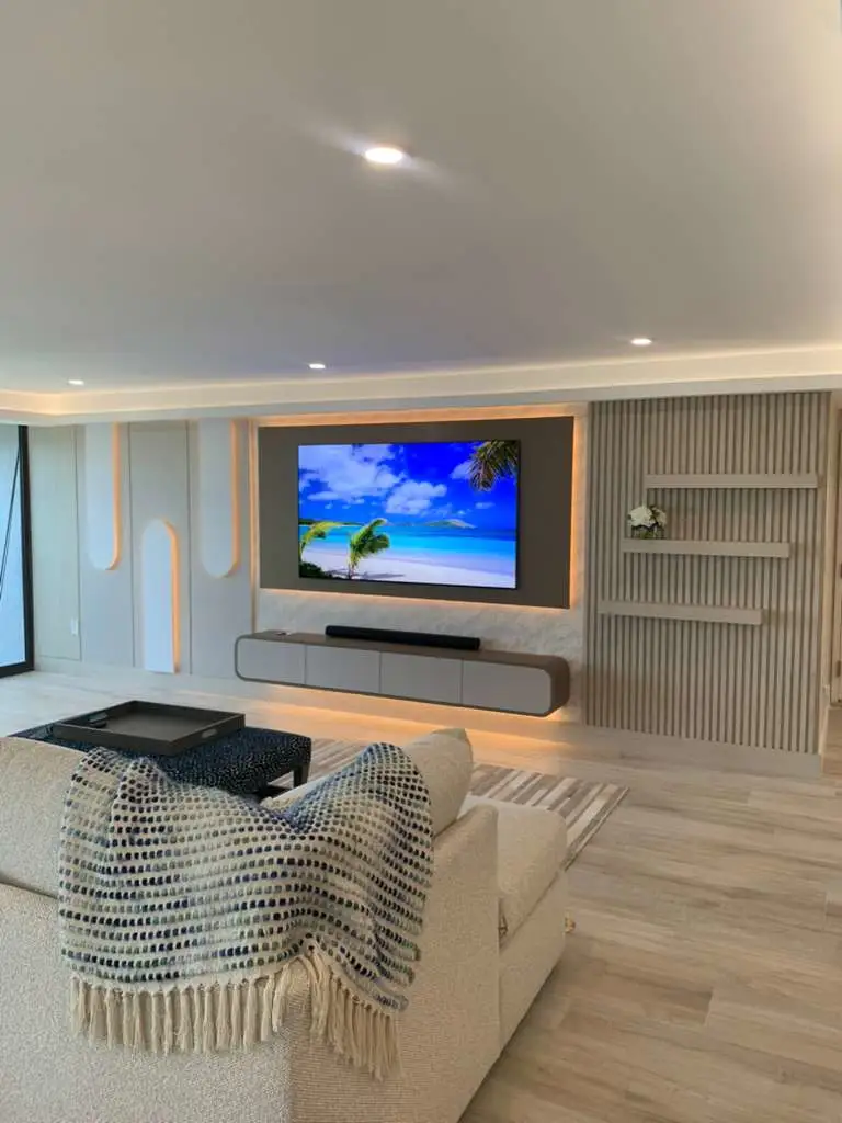 Luxury wood wall panel installation